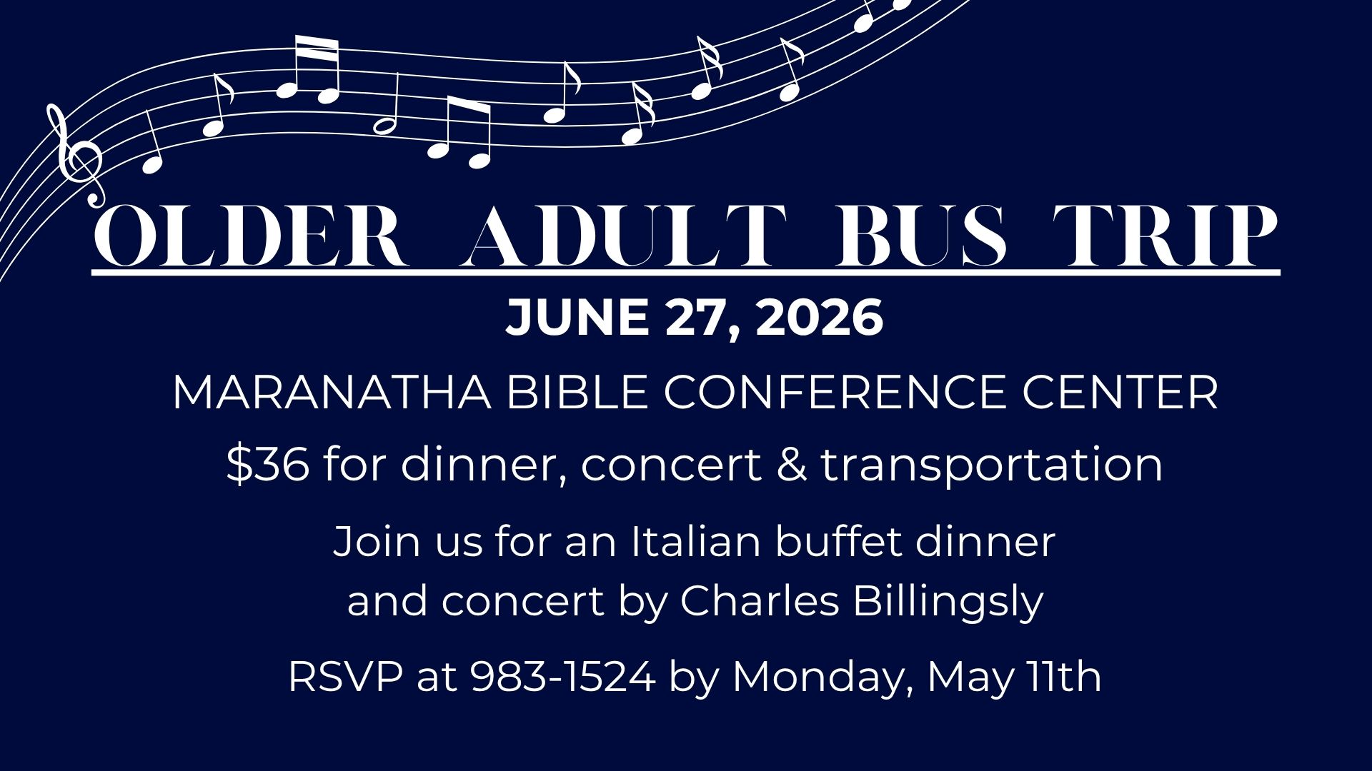 Older Adult Bus Trip – June 27, 2026