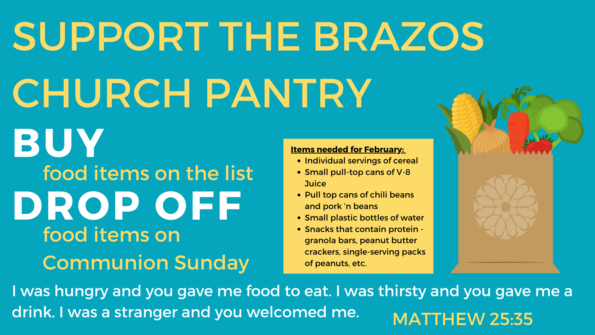 February Brazos Church Pantry Collections A&M United Methodist Church