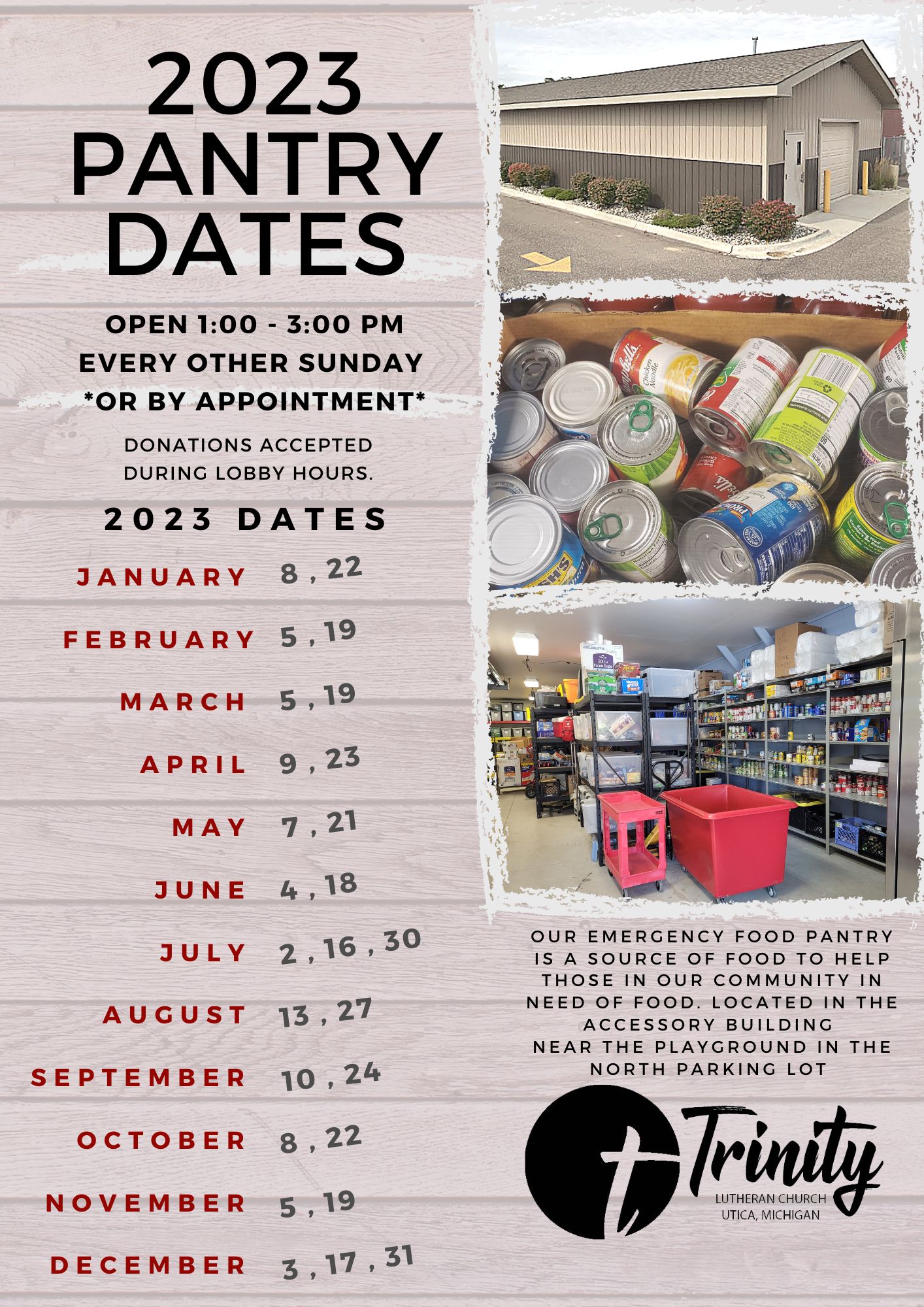 Emergency Food Pantry Trinity Lutheran Church & School