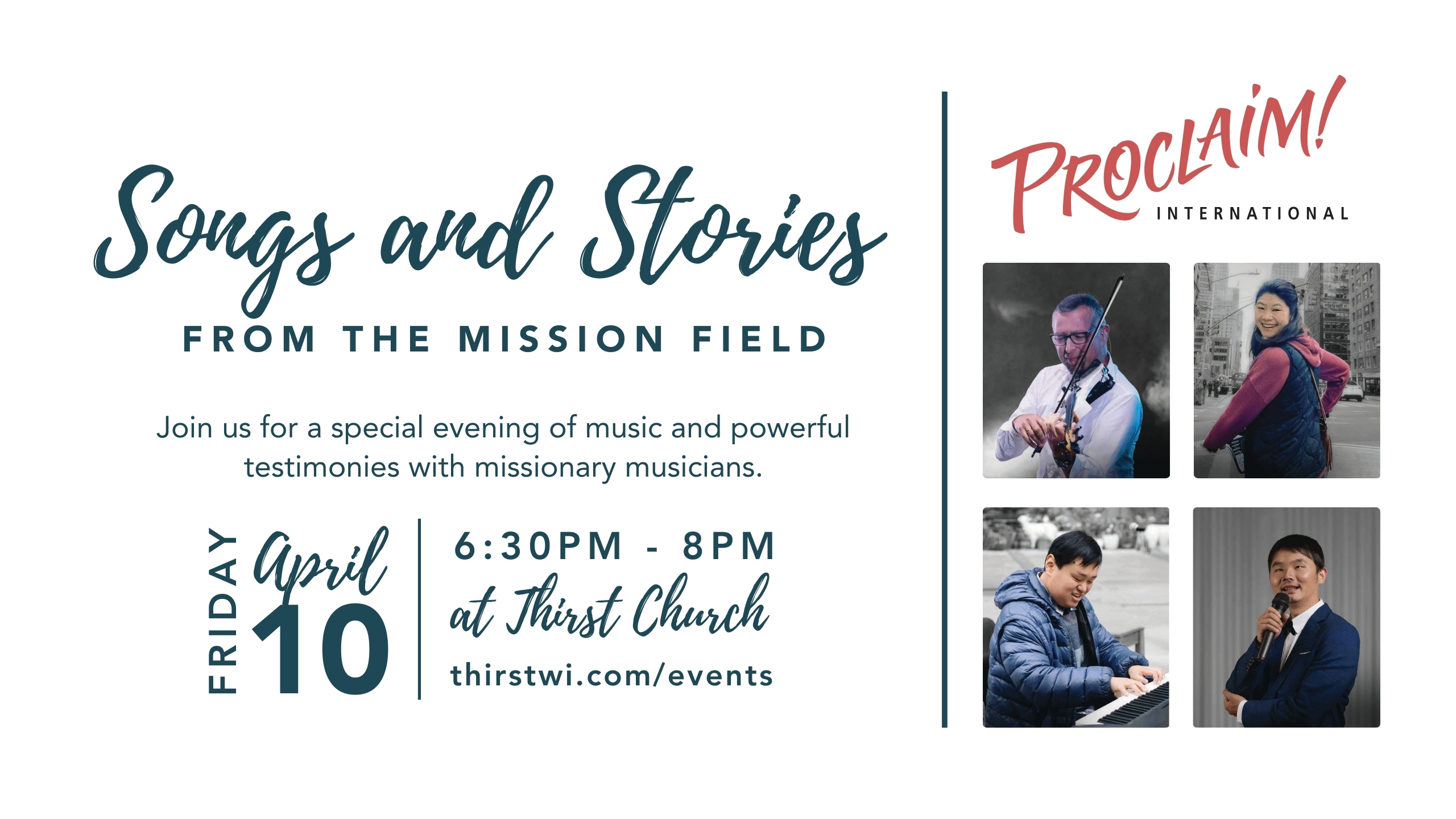Songs & Stories from the Mission Field | Friday, April 10 | 6:30pm - 8pm