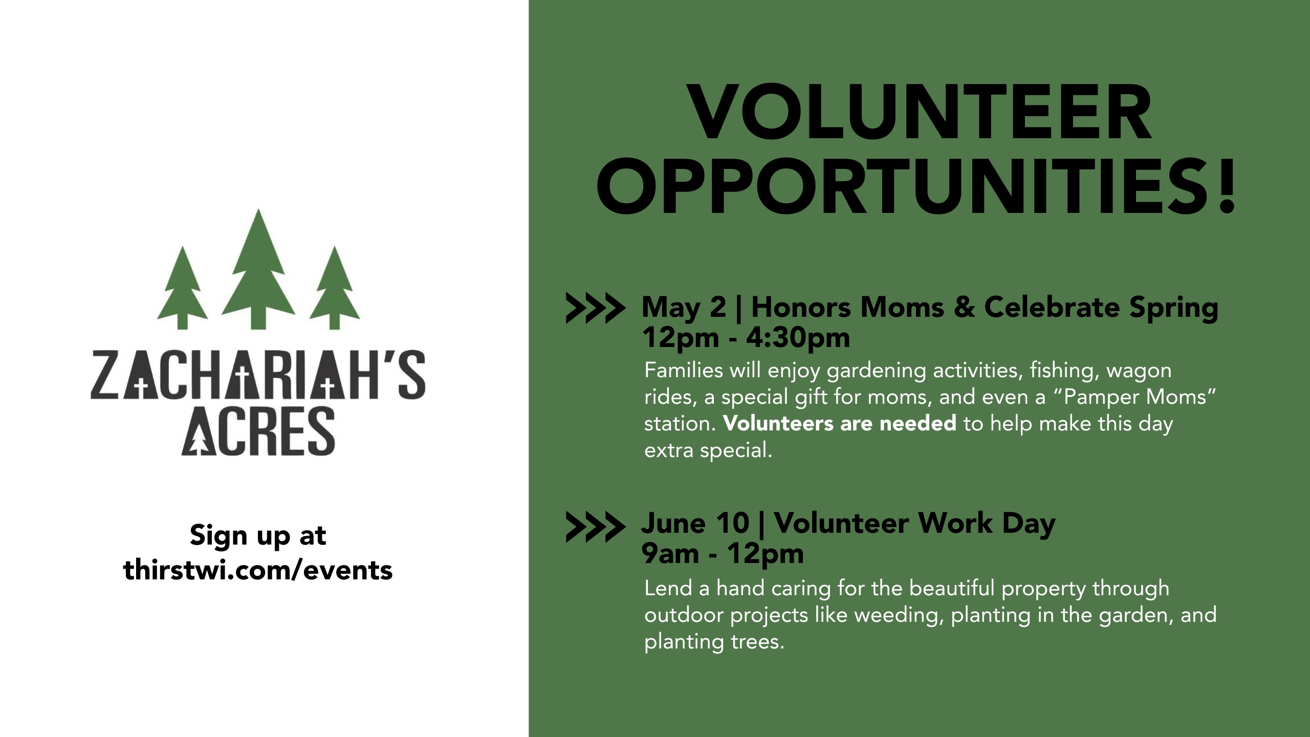Zachariah’s Acres Volunteer Opportunities