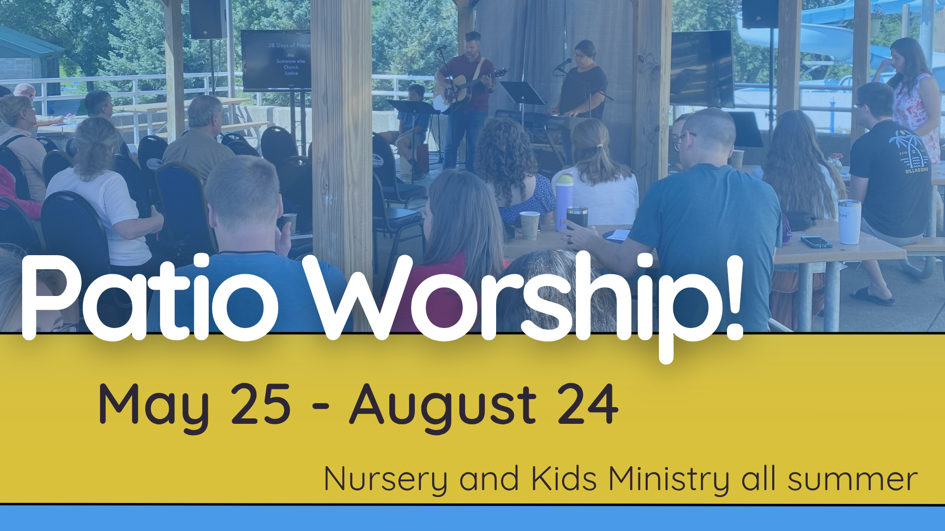 Join us outside on the patio under the covered pavilion! Sundays at 10:00am