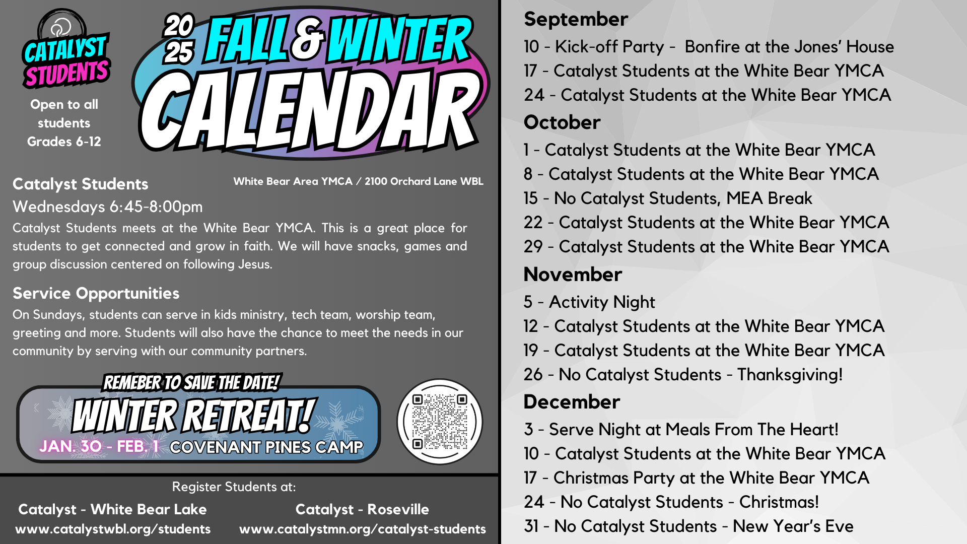 2025 Fall / Winter Calendar
