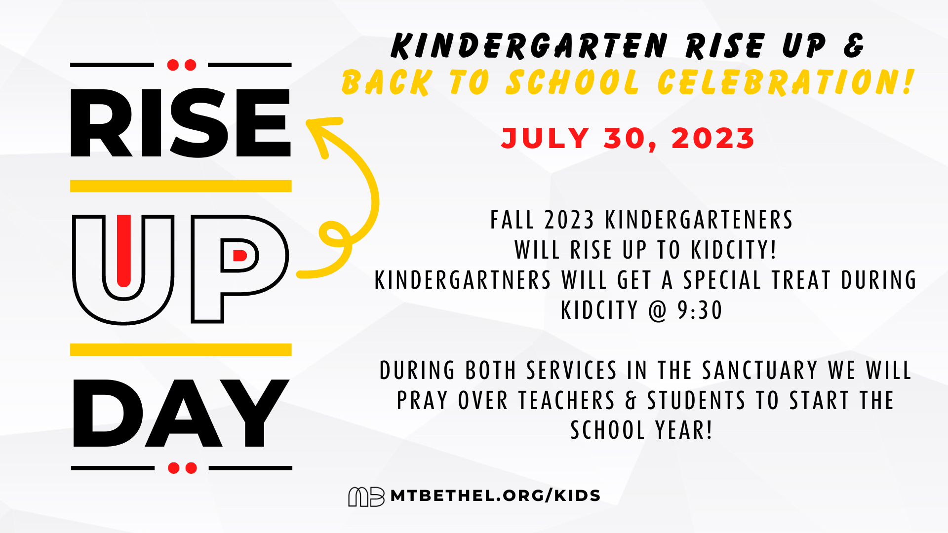 Rising Kindergarteners Promotion Sunday Mt. Bethel Church