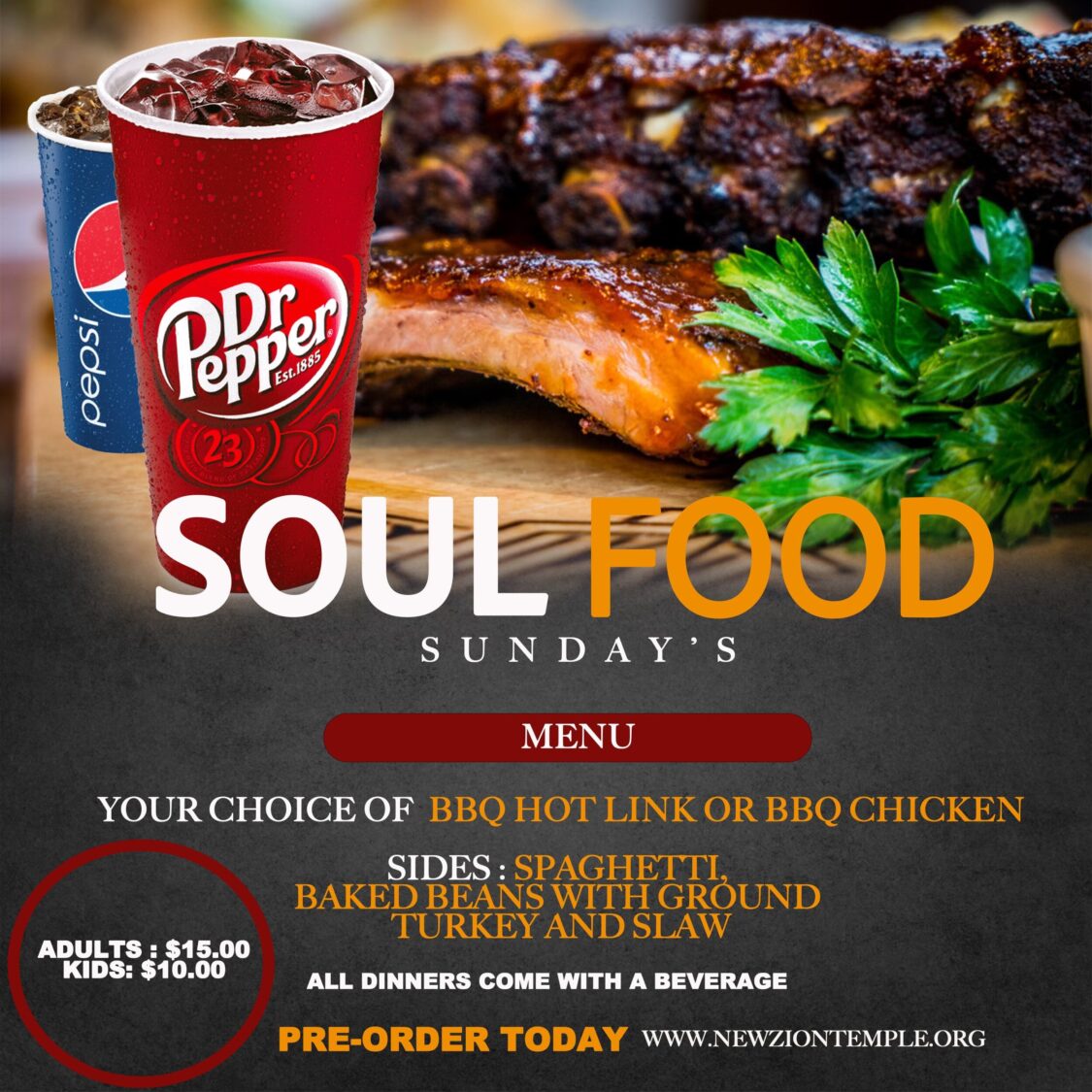 Sunday Dinner New Zion Temple Church