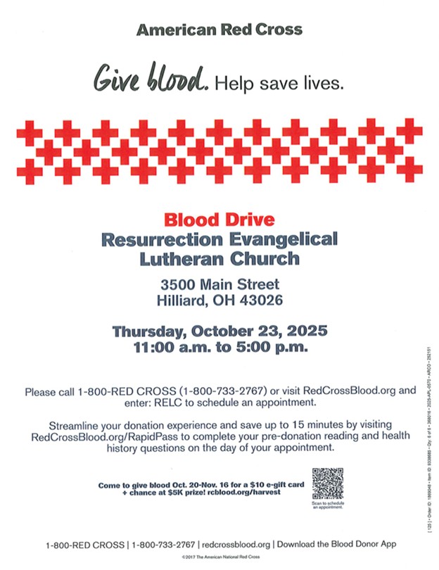 Red Cross Blood Drive 10/23 11-5pm
