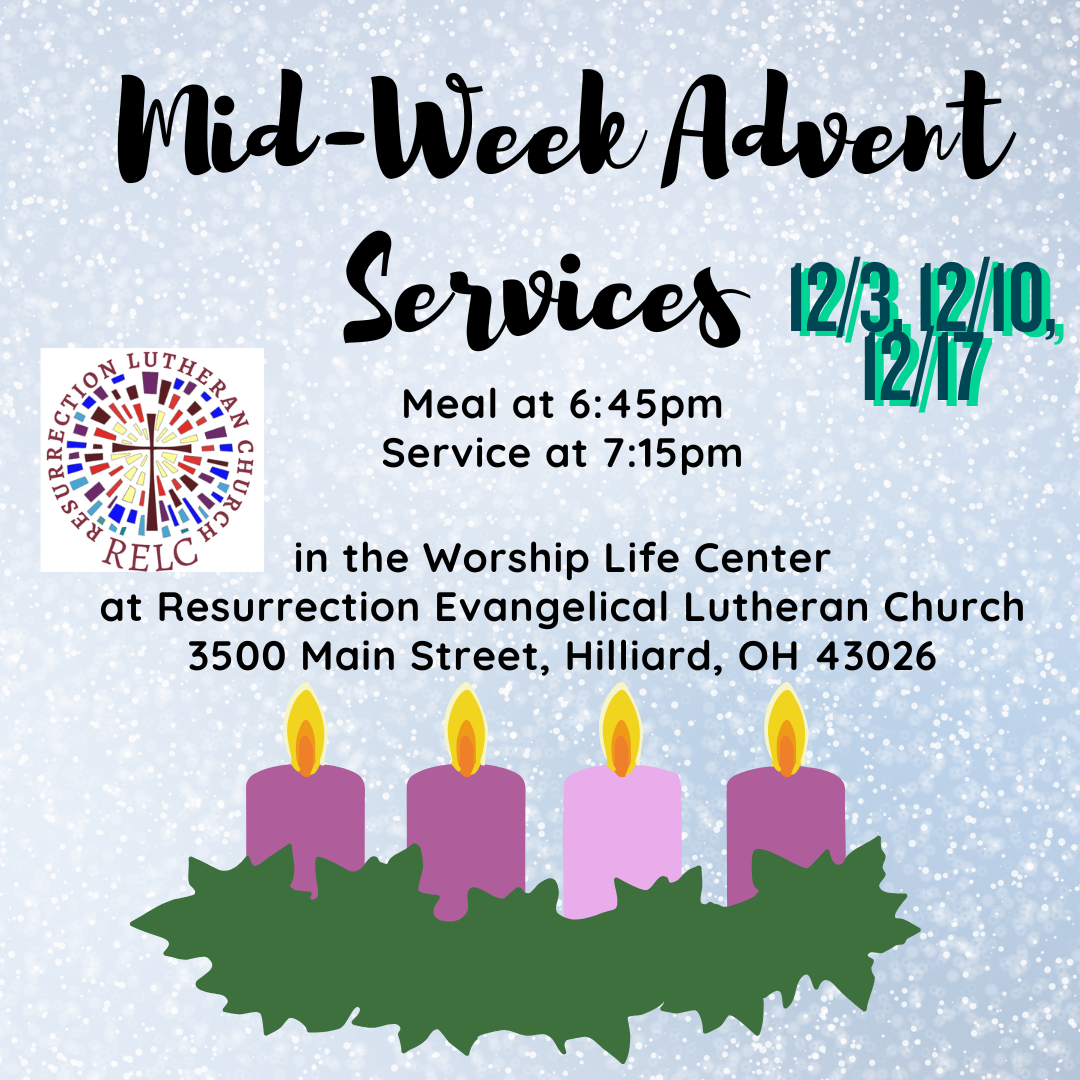 Mid-Week Advent Services 7:15pm 12/3, 12/10, 12/17
