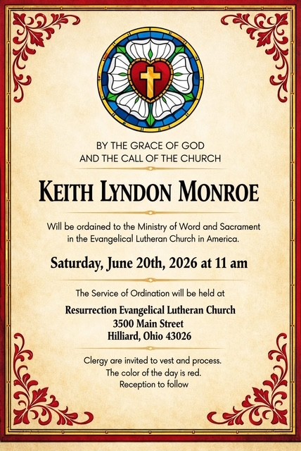 Keith's Ordination 6/20 @ 11am