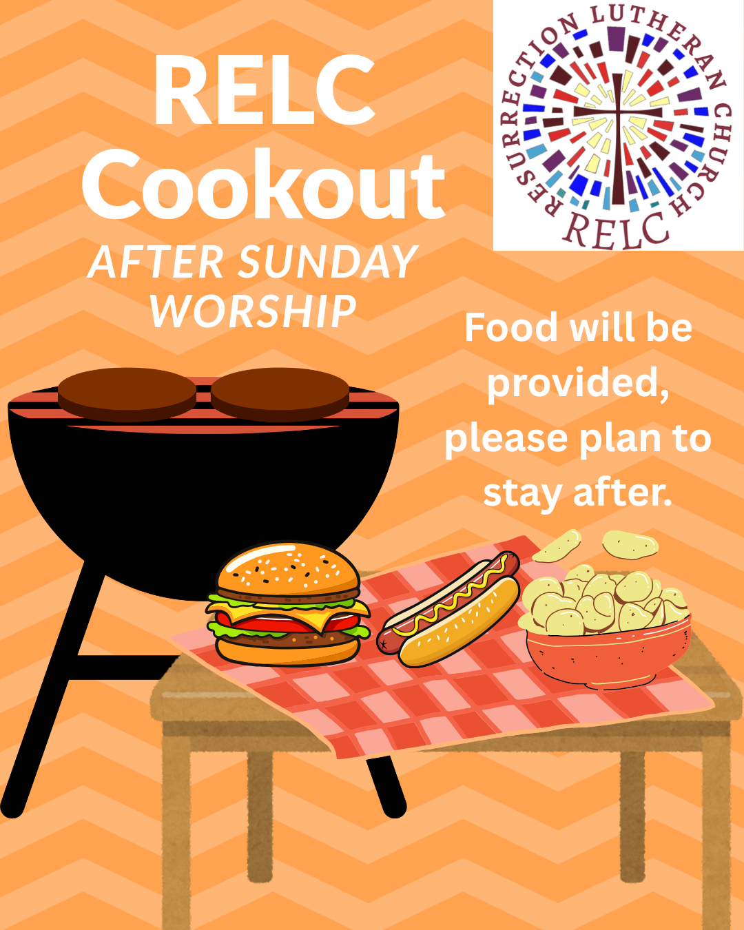 Church Cookout after Sunday worship 7/19