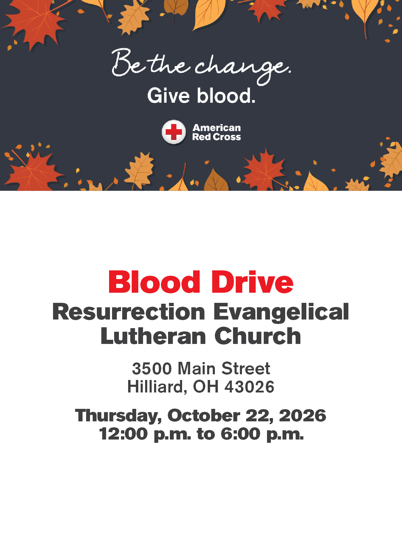 Blood Drive 10/22 from 12-6pm in the WLC