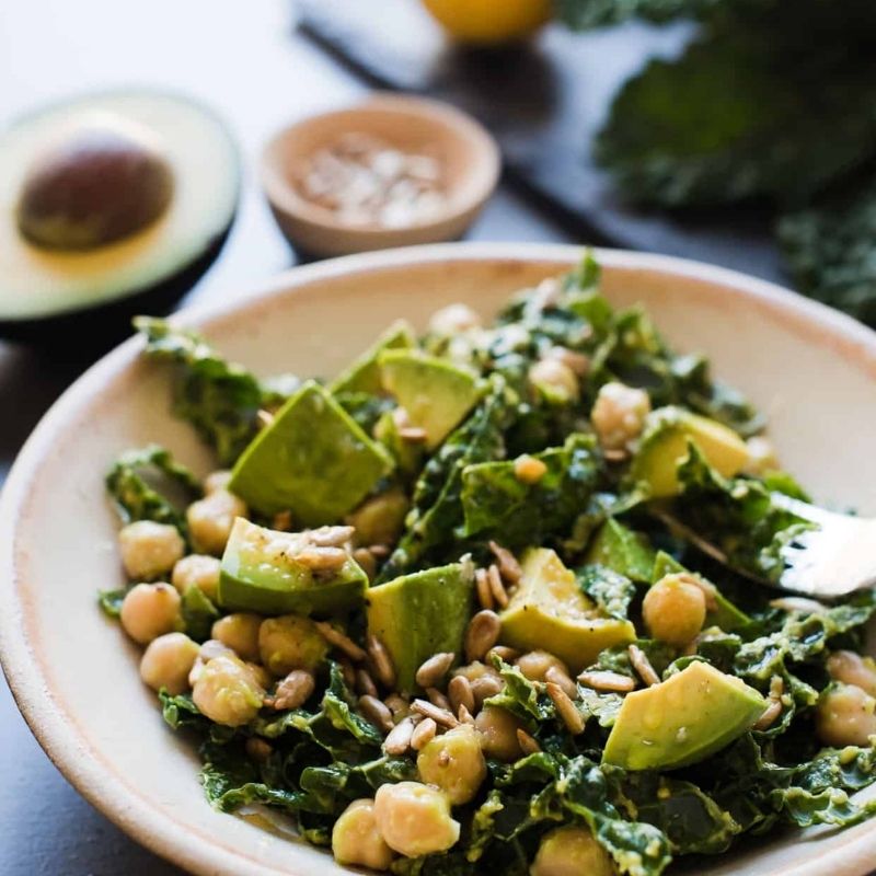 Lemony Kale, Avocado, and Chickpea Salad