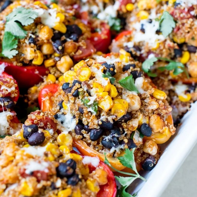 Spicy Vegetarian Quinoa Stuffed Bell Peppers