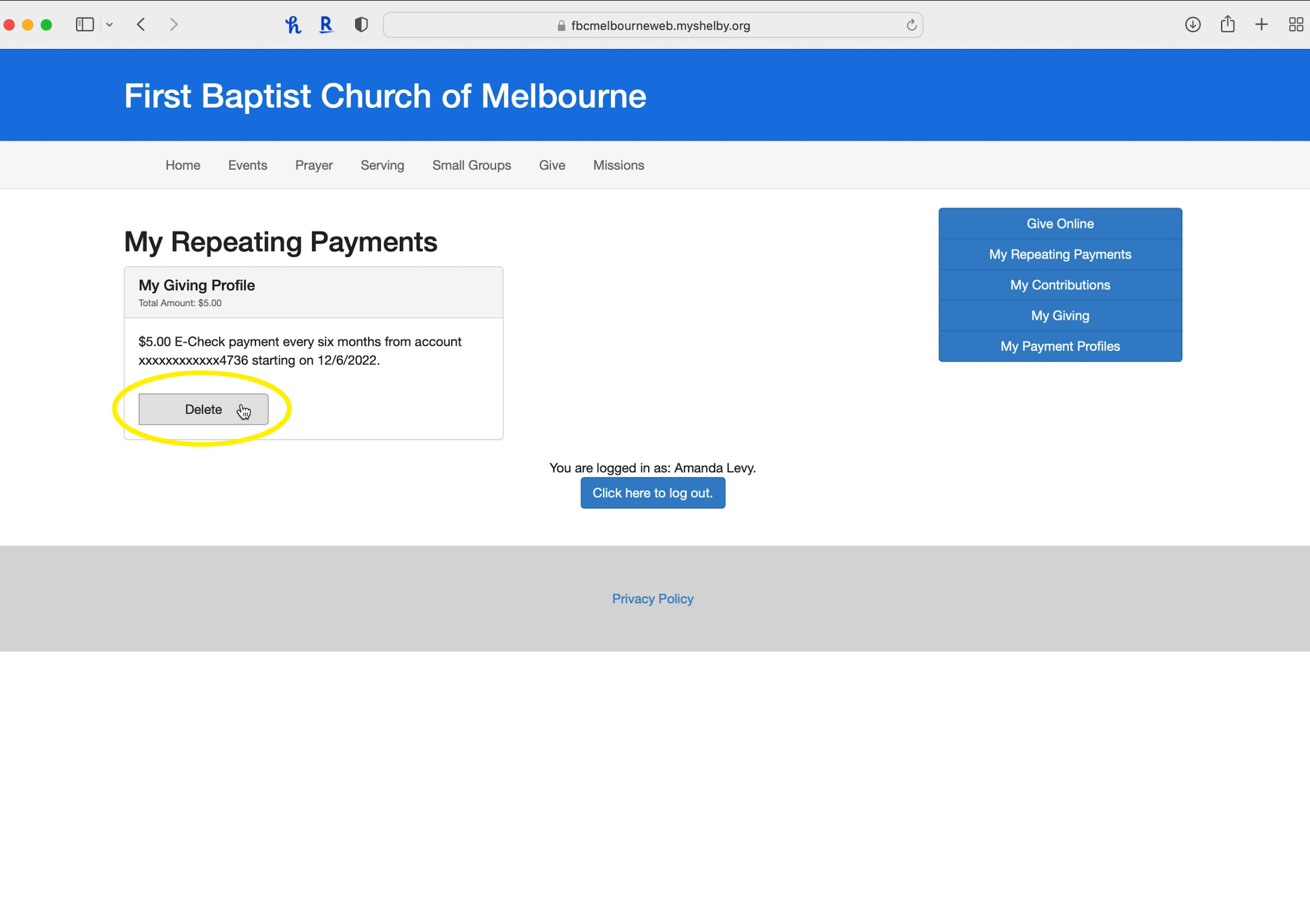 Online Giving Transition First Baptist Melbourne