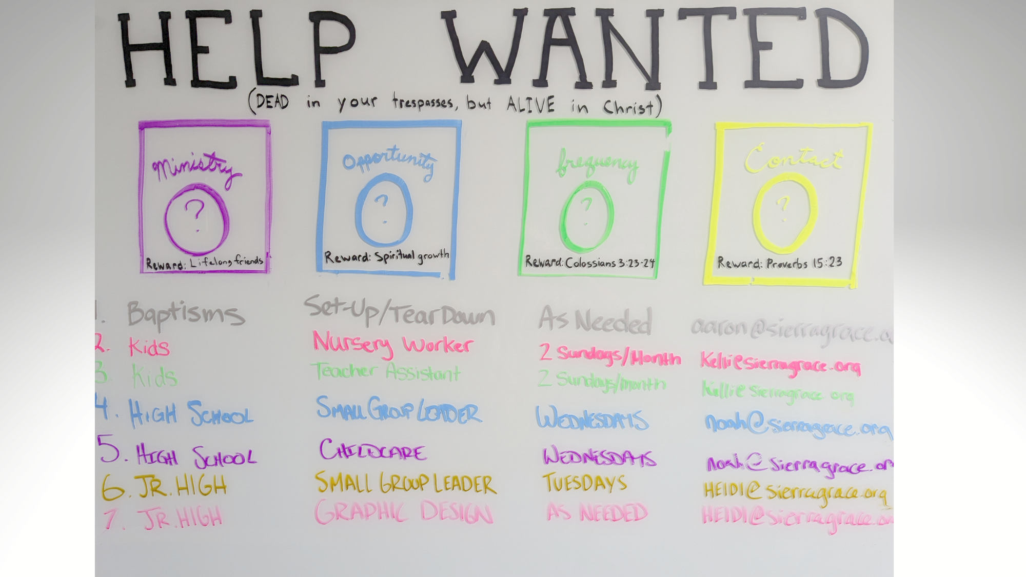 Help Wanted Volunteer Board