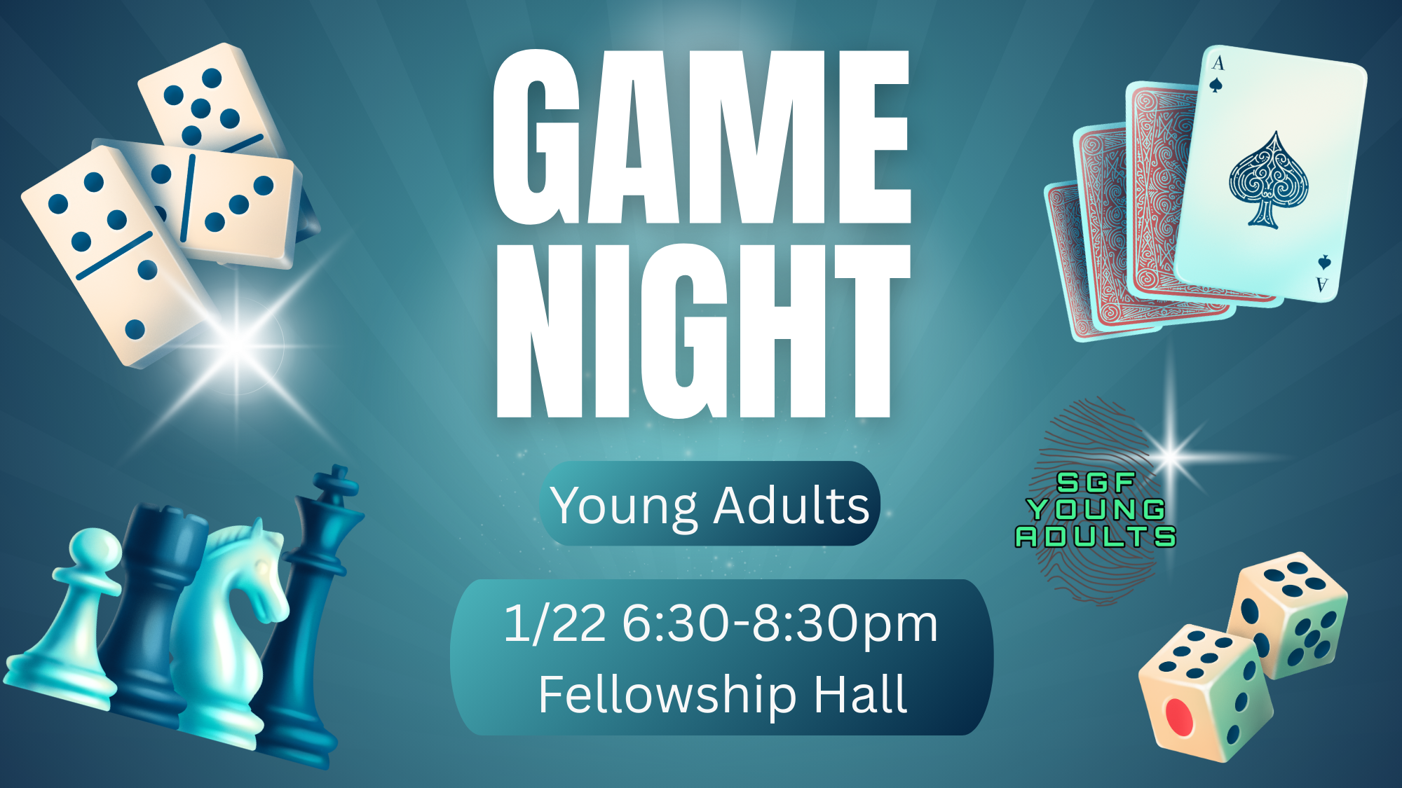 Young Adults Game Night 1/22 6:30-8:30pm