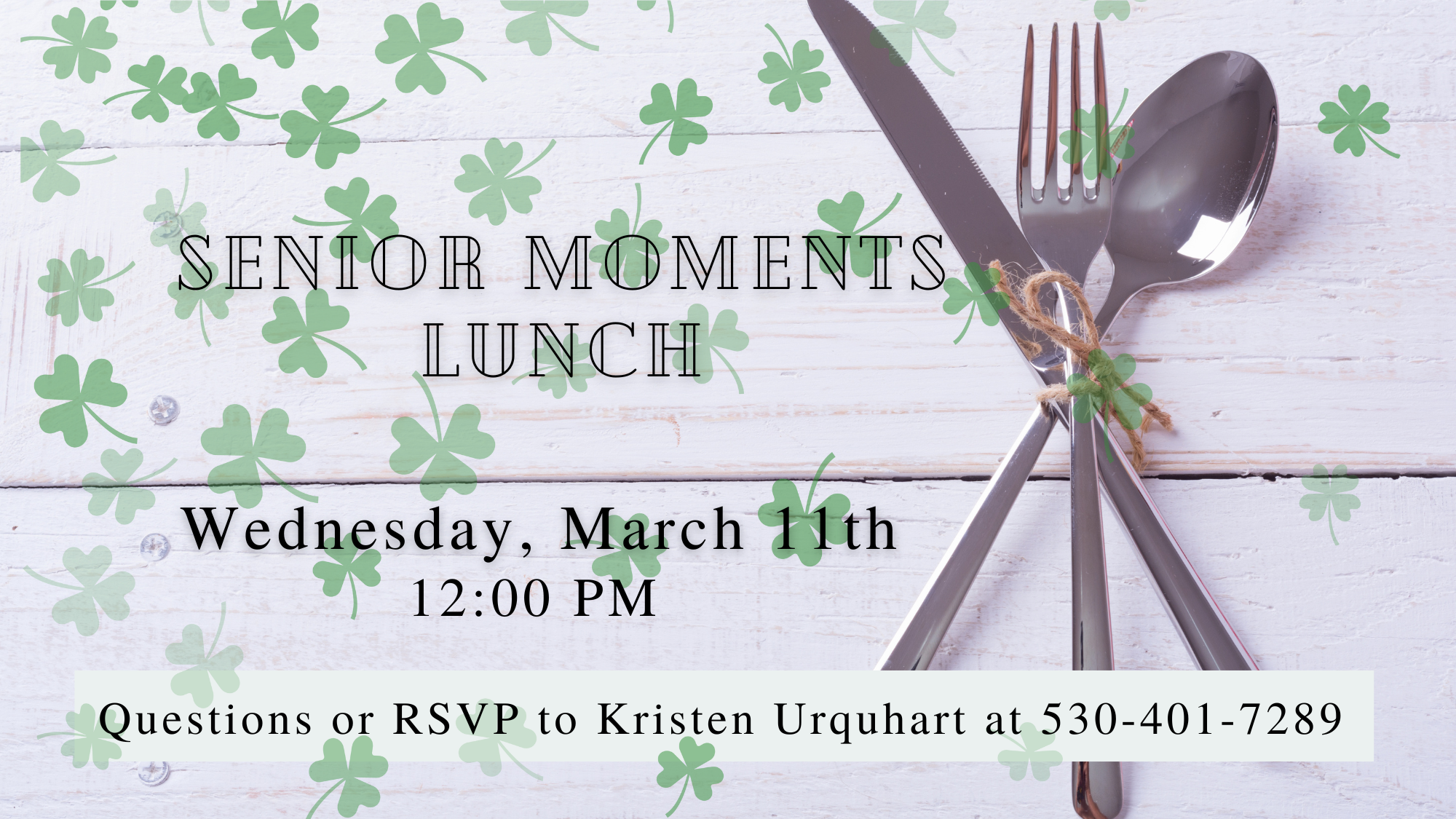 Senior Moments Lunch 3/11 at Noon