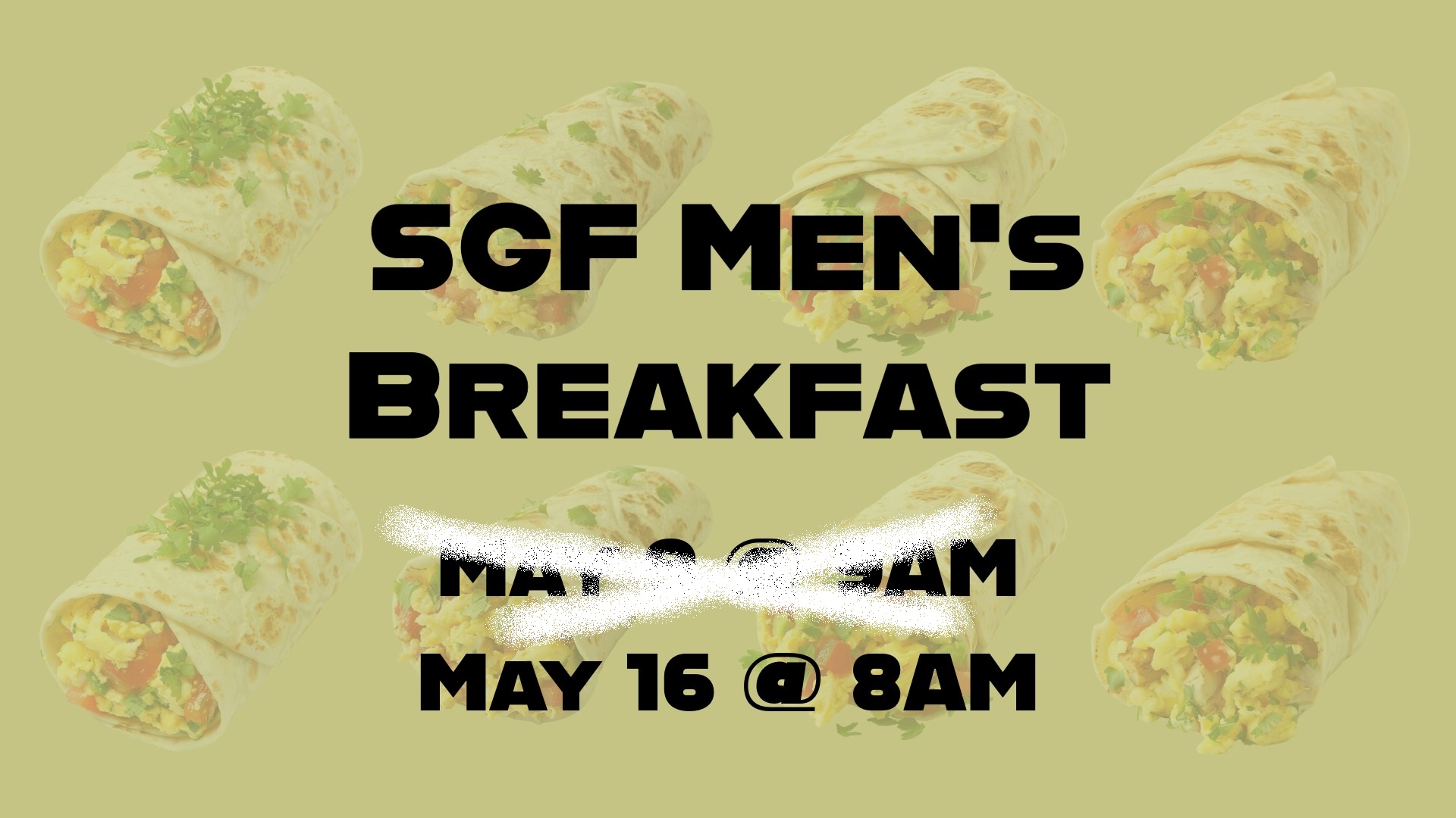 New Date! Men's Breakfast at SGF 5/16 8am