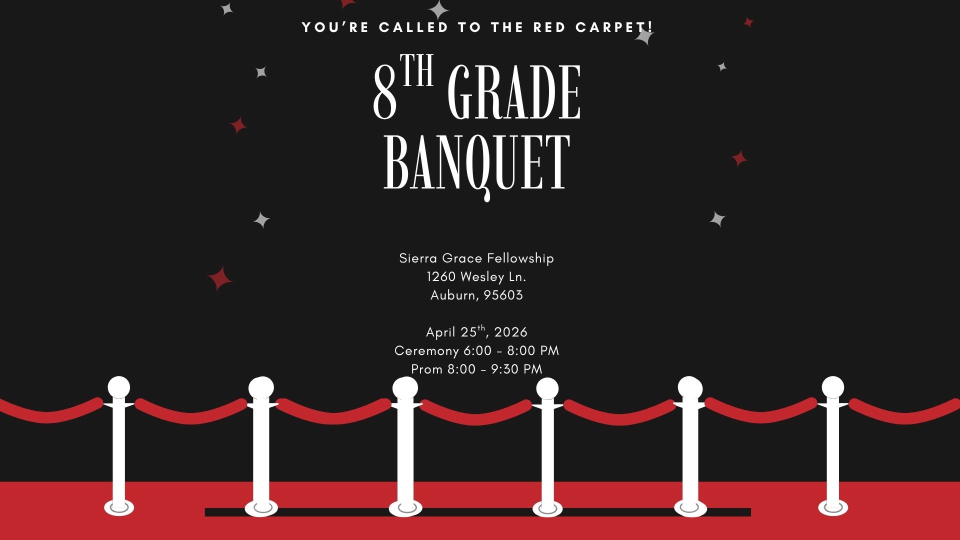 8th Grade Banquet 4/25 at 6pm