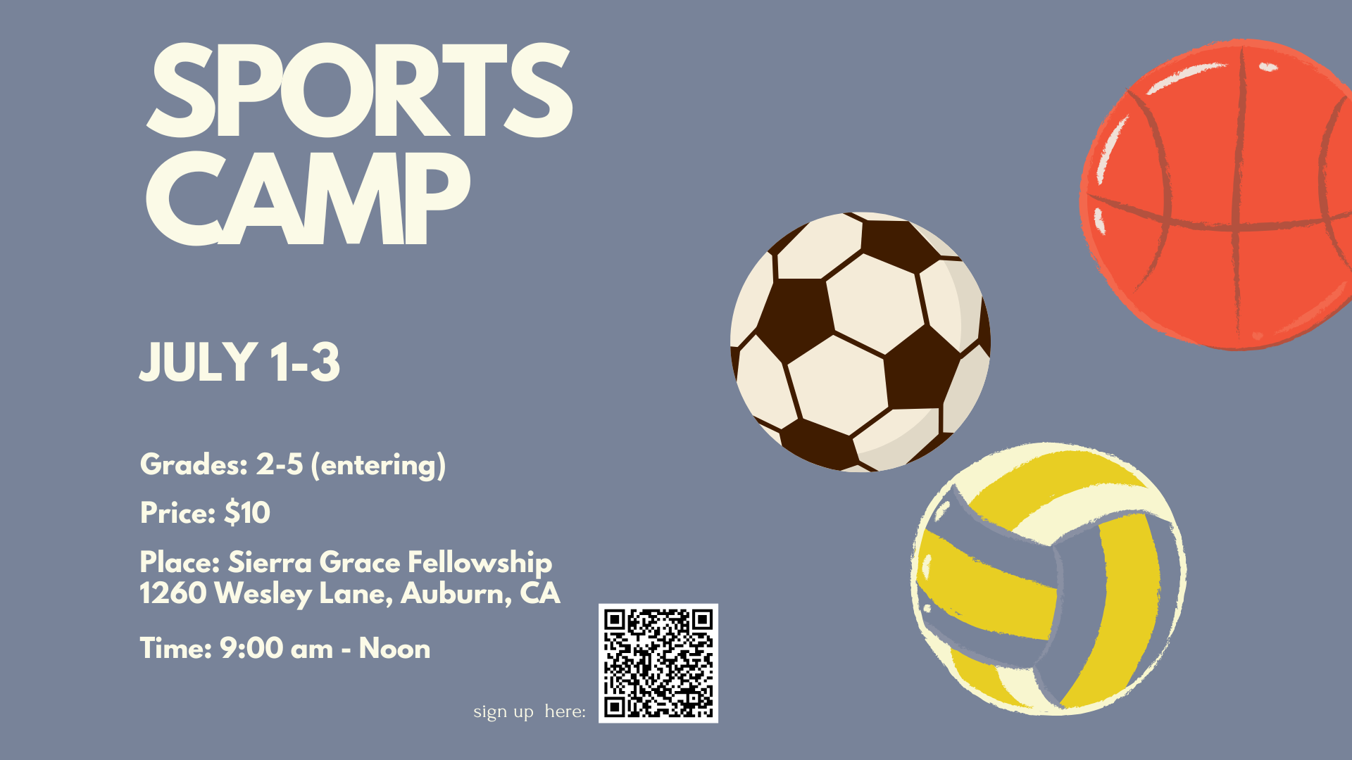 Sports Camp July 1-3 at SGF