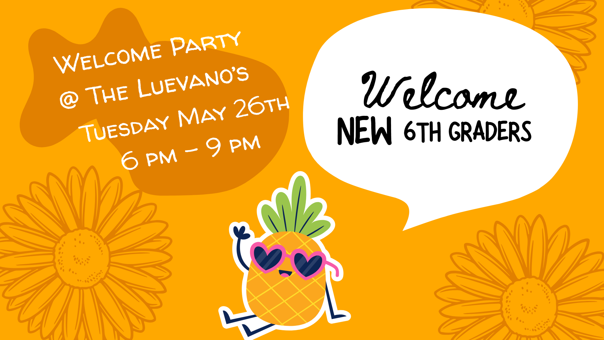 New 6th Graders Welcome 5/26 @ 6-9pm