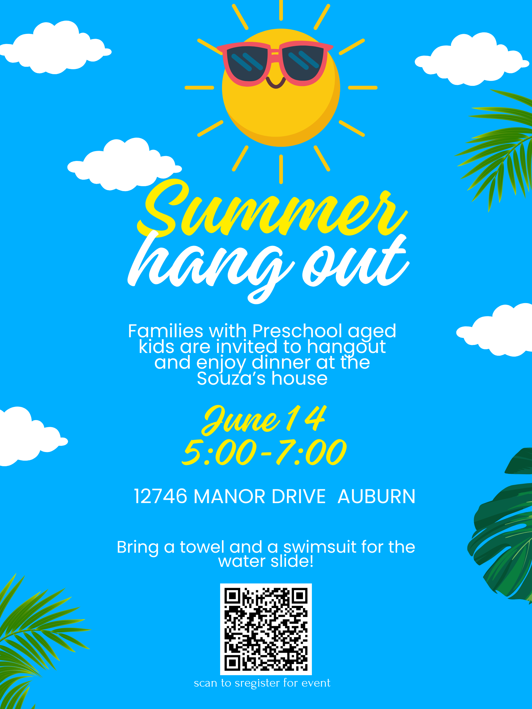 Preschool Family Summer Hang Out 6/14 5-7pm