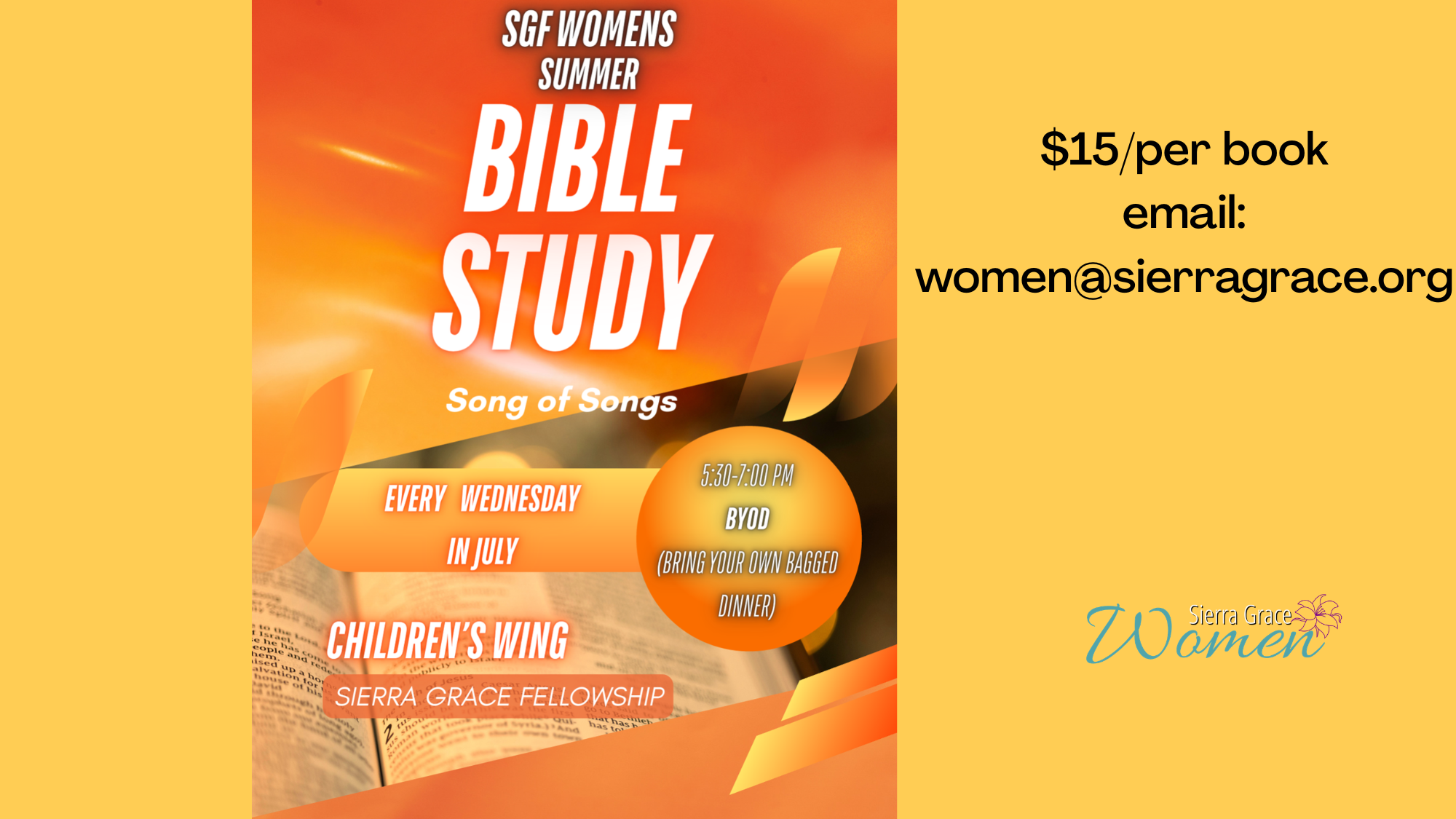 Women's Bible Study Begins 7/1 at SGF 5:30-7pm