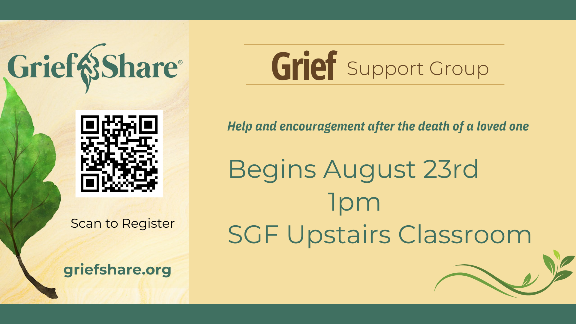 Grief Share Begins 8/23