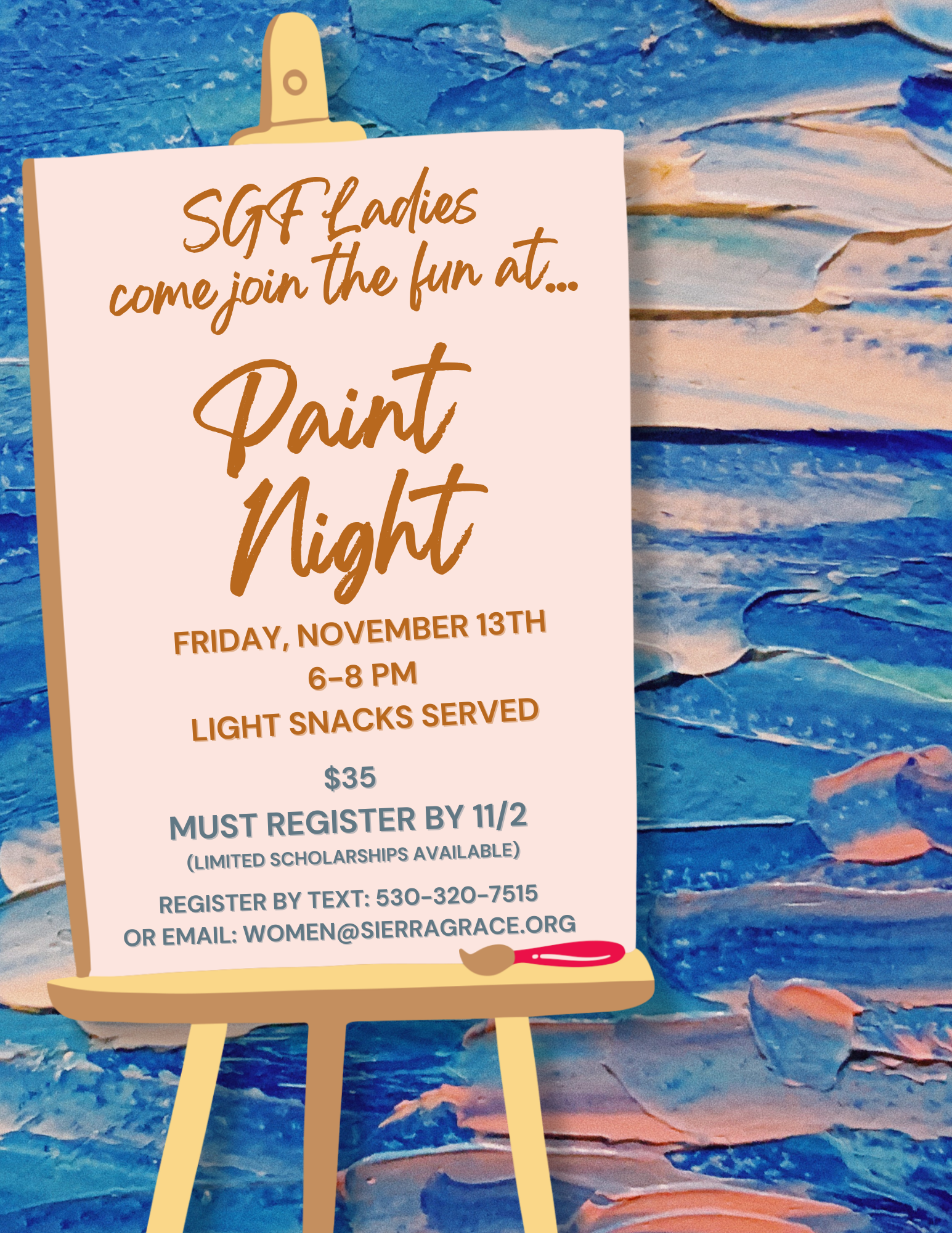 Ladies Paint Night 11/13 at SGF 6-8pm