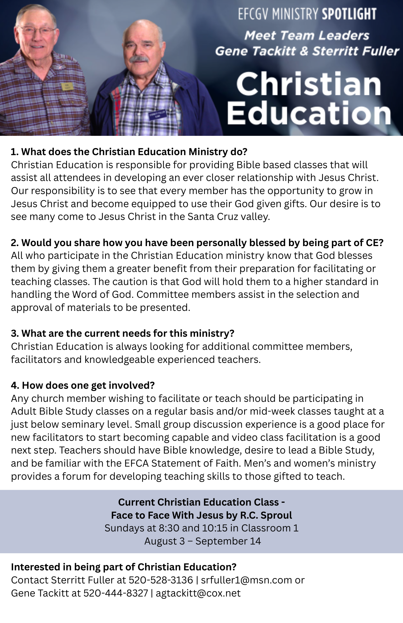 EFCGV MINISTRY SPOTLIGHT - CHRISTIAN EDUCATION