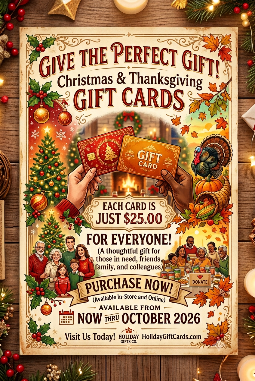 Thanksgiving & Christmas Gift Card Fundraiser